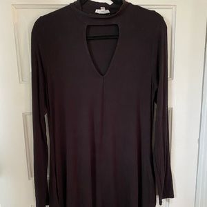 Nordstrom size large keyhole neckline long sleeve black dress with pockets